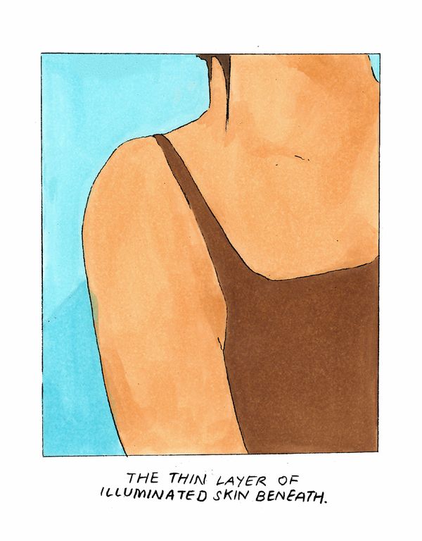 The thin layer of illuminated skin beneath.