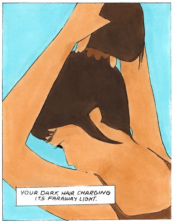 your dark hair charging its faraway light.